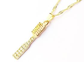 Colar Cordão Escova De Dente Folheado Ouro 18k Colar Cordão Escova De Dente Folheado Ouro 18k