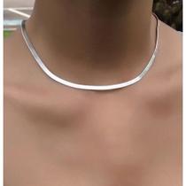 Colar Cordão Estilo Cobra Prateado Laminado Em Aço Inoxidável Moda Feminina/ Masculina Unissex Luxo Colar Cordão Estilo Cobra Prateado Laminado Em Aço Inoxidável Moda Feminina/ Masculina Unissex Luxo