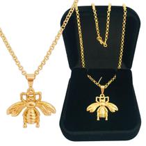 Colar Cordão Feminino Pingente Abelha Abelhinha Semijoa Banhado a Ouro 18k