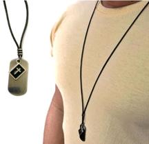 Colar Cordão Fio Couro Encerado Feminino/Masculino Longo Regulável Preto Pingente Inox Fé Jesus Pai Nosso Cruz Moda