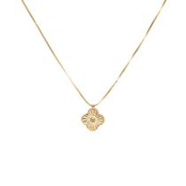 Colar Cordao Flor Trevo Virgínia P Banhado a Ouro 18K Colar Cordao Flor Trevo Virgínia P Banhado a Ouro 18K