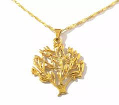 Colar Cordão Gargantilha Arvore Da Vida Folheado Colar Cordão Gargantilha Arvore Da Vida Folheado