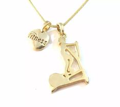 Colar Cordão Gargantilha Fitness Academia Folheado