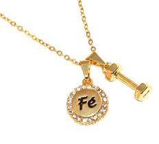 Colar Cordão Halter Peso Fé Academia Exercícios Folheado 18k