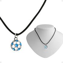 Colar Cordão Infantil Menino + Pingente Futebol Bola Premium moda ajustavel azul unissex presente