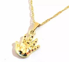 Colar Cordão Mão Massoterapeuta Folheado A Ouro 18k