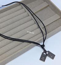 Colar Cordão Masculino e Feminino Fio Couro Preto Ajustável escapulário Jesus Nossa Senhora Carmo Aço Inox All Black