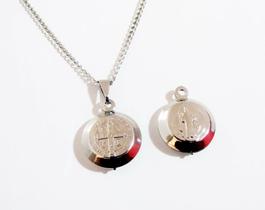 Colar Cordão Medalha de São Bento Aço Inox