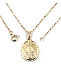 Colar Cordão Nossa Senhora 45 Cm Banhado A Ouro 18k