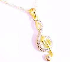 Colar Cordão Nota Musical Música Folheado Ouro 18k