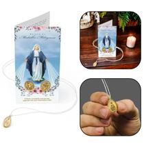 Colar Cordão Novena Da Medalha Milagrosa com Folheto Dourado Colar Cordão Novena Da Medalha Milagrosa com Folheto Dourado