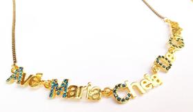 Colar Cordão Oração Ave Maria Folheado Ouro 18k Colar Cordão Oração Ave Maria Folheado Ouro 18k