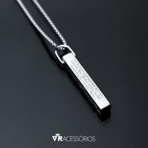 Colar Cordão Pai Nosso Prata Masculino Corrente prata Aço Inoxidável 65cm