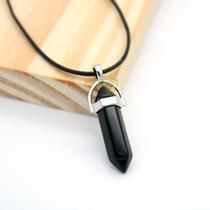 colar cordao pedra ônix preto pedra ajustável masculino feminino onix