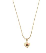 Colar Cordão Pingente Eu Amo Santa Catarina Presente Semijoia Coração Catarinense Mãe Pai Filho Filha Banhado a Ouro 18k.