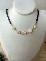 Colar cordão preto com pontos de luz Colar cordão preto com pontos de luz