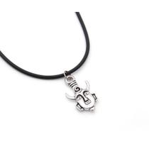 Colar cordão preto Supernatural prata Amuleto Dean Winchester ajustável