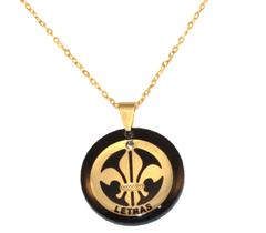 Colar Cordão Profissão Letras Flor de Lis Folheado 18k Colar Cordão Profissão Letras Flor de Lis Folheado 18k