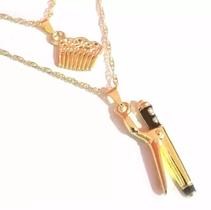 Colar Cordão Secador Pente Cabeleireira Folheado Colar Cordão Secador Pente Cabeleireira Folheado