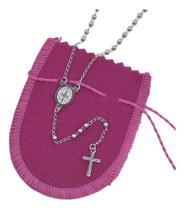 Colar Cordão Terço Aço Inox Prata 50cm