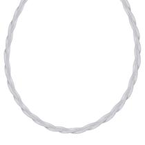 Colar Cordao Trançada 3 Fios laminados Folheada Prata 925