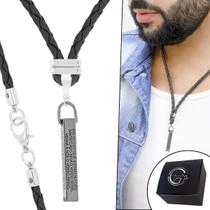 Colar Cordão Trançado Oração PAI NOSSO Mosquete em Aço Inoxidável Colar Cordão Trançado Oração PAI NOSSO Mosquete em Aço Inoxidável