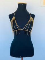 Colar corporal sutiã de correntes bodychain Ouro e Prata