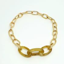 Colar Correntaria Elos Folheado e Resina - Suggestione