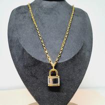 Colar Correntaria Folheado A Ouro 18k Com Pingente Cadeado. Última peça! Colar Correntaria Folheado A Ouro 18k Com Pingente Cadeado. Última peça!
