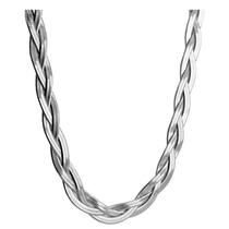 Colar corrente 3 Fio Laminado Trançado Aço Inox Fita Chocker Semijoia