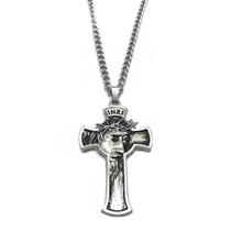 Colar Corrente Aço Inox Crucifixo Face De Cristo
