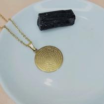 Colar corrente Aço Inoxidável Com Pingente Medalha Redondo Oração Pai Nosso