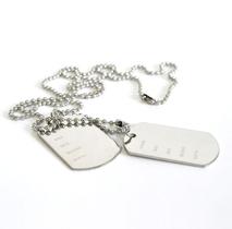 Colar Corrente Aço Militar Dog Tag Exército Dupla