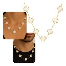 Colar Corrente Ajustável 45cm + 5cm Dourado Com 07 Trevos - Dourado Colar Corrente Ajustável 45cm + 5cm Dourado Com 07 Trevos - Dourado