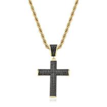 Colar corrente baiana com crucifixo banhado a Ouro 18k