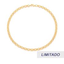 Colar corrente banhado ouro 3x 24k 18k e 22k grosso feminino elo português rommanel 42 cm 532302