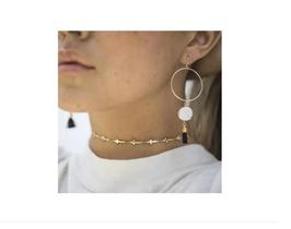 Colar Corrente Choker Cruz De Lado Folheado Ouro Ou Prata Colar Corrente Choker Cruz De Lado Folheado Ouro Ou Prata