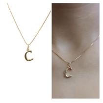 Colar Corrente com Letra Lisa Banhado Ouro 18k