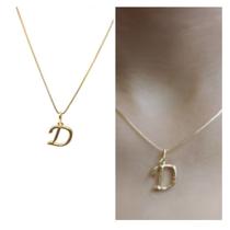Colar Corrente com Letra Lisa Banhado Ouro 18k