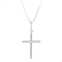 Colar corrente com pingente cruz básica crucifixo masculino ou feminino - prata 925 - jromero artigos