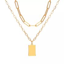 Colar Corrente Conjunto 2 Peças Dourado Pingente