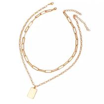 Colar Corrente Conjunto 2 Peças Dourado Pingente