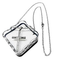 Colar Corrente Crucifixo Mini Simples Inox Chapa