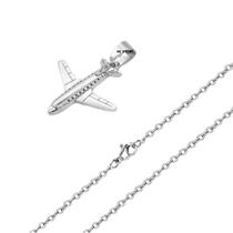 colar corrente de avião Travel unissex prata prateado punk colar corrente de avião Travel unissex prata prateado punk