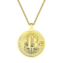 Colar Corrente Do Bitcoin Criptomoeda Banhado a ouro 18k - Estilo Ao Cubo