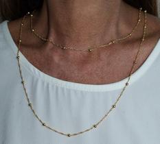 Colar Corrente Dupla com Bolas Banhado em Ouro 18K Colar Corrente Dupla com Bolas Banhado em Ouro 18K