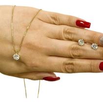 Colar Corrente E Brinco Banhado Ouro 18k Ponto De Luz