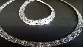 Colar Corrente E Pulseira Prata 925 Maciça 5 Fios 45cm 15,4g