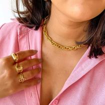 Colar corrente elos entrelaçados banhada a ouro 18k