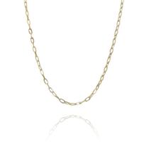 Colar Corrente Elos Intercalados Folheado Em Ouro 18K